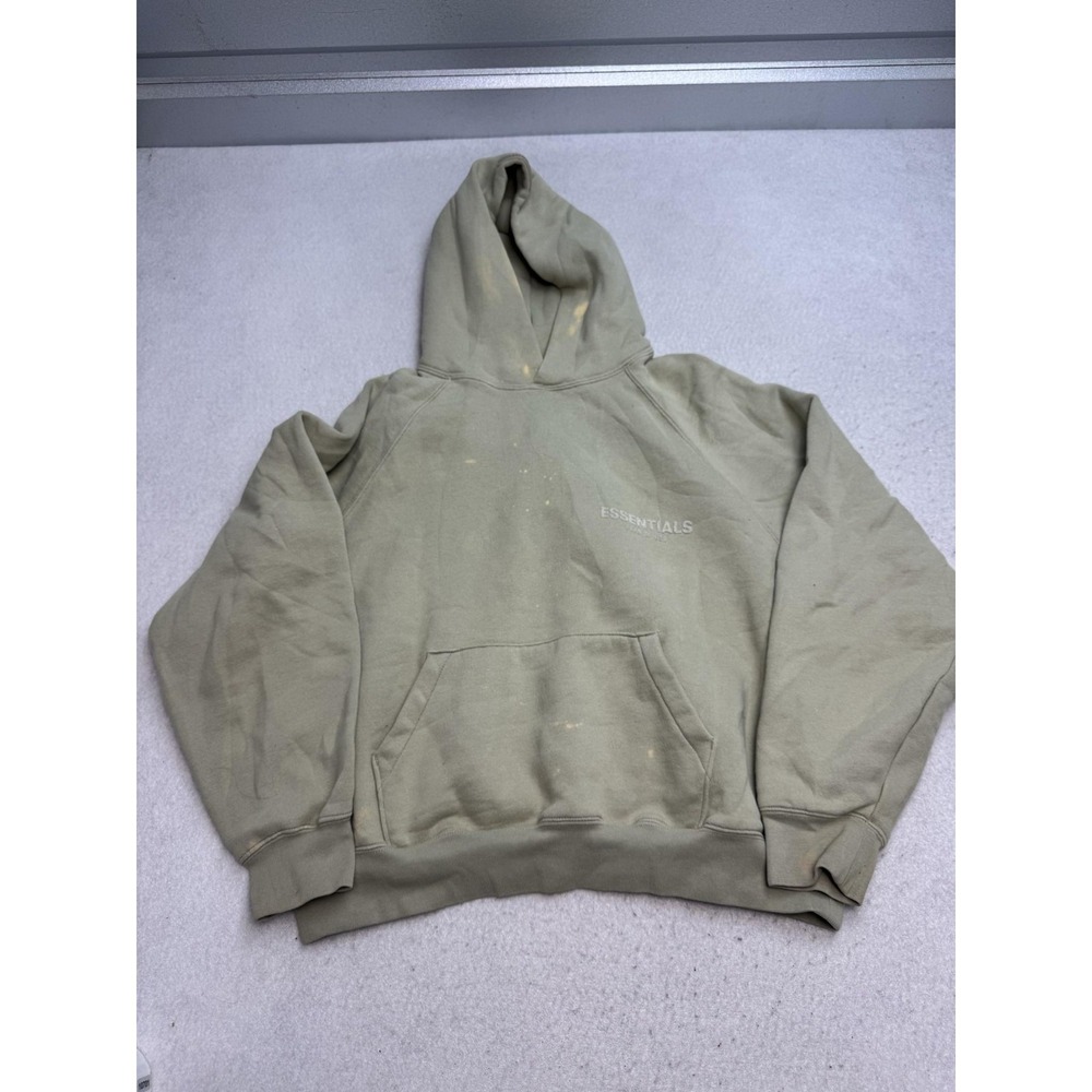 Essentials Fear Of God Hoodie Mens Small Green Pullover Graphic Sweatshirt